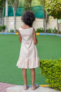 Ivory linen twirl dress (0-7 Years)