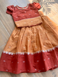 Blush in silver- Hand-woven Lehenga (0-11 Years)