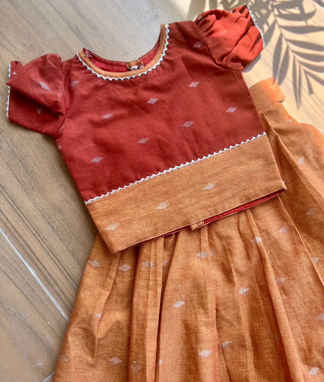 Blush in silver- Hand-woven Lehenga (0-11 Years)