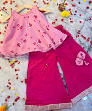 Load image into Gallery viewer, Little queen - petal pink and Rani pink ethnic plazo set (0-9 Years)
