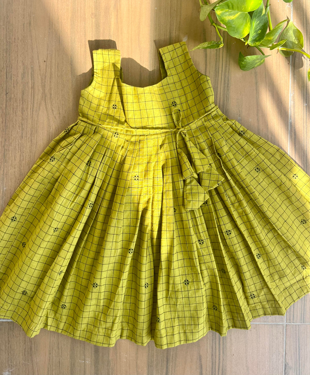 Classic Green Checkered Dress (0-7 Years)