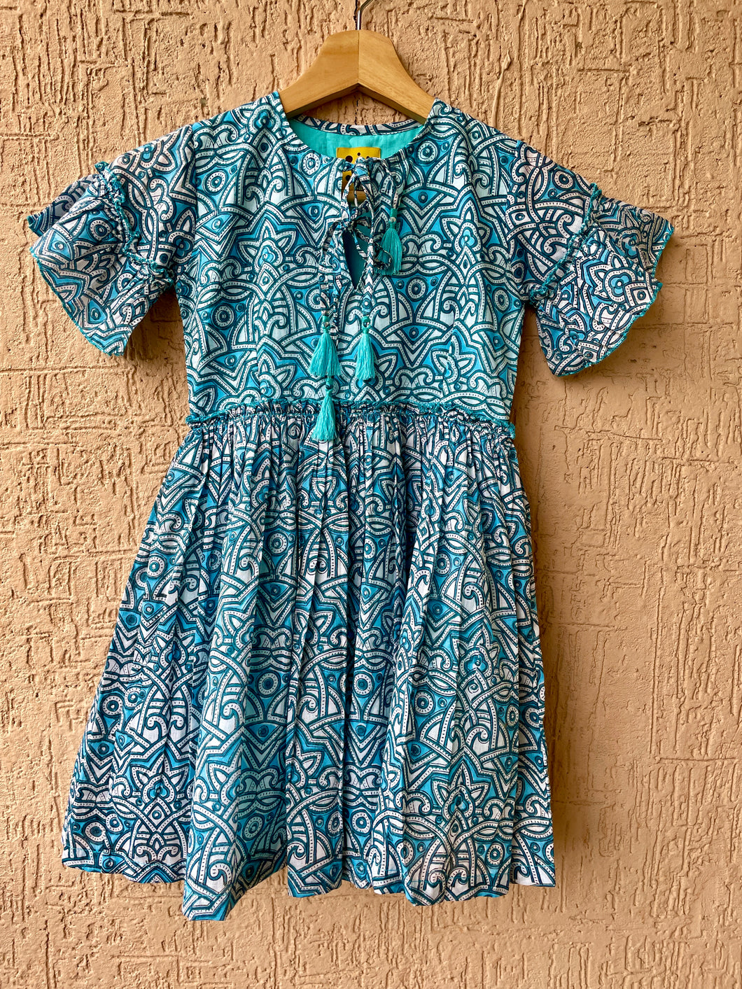 Sky-Blue Ruffle Dress (1-10 Years)