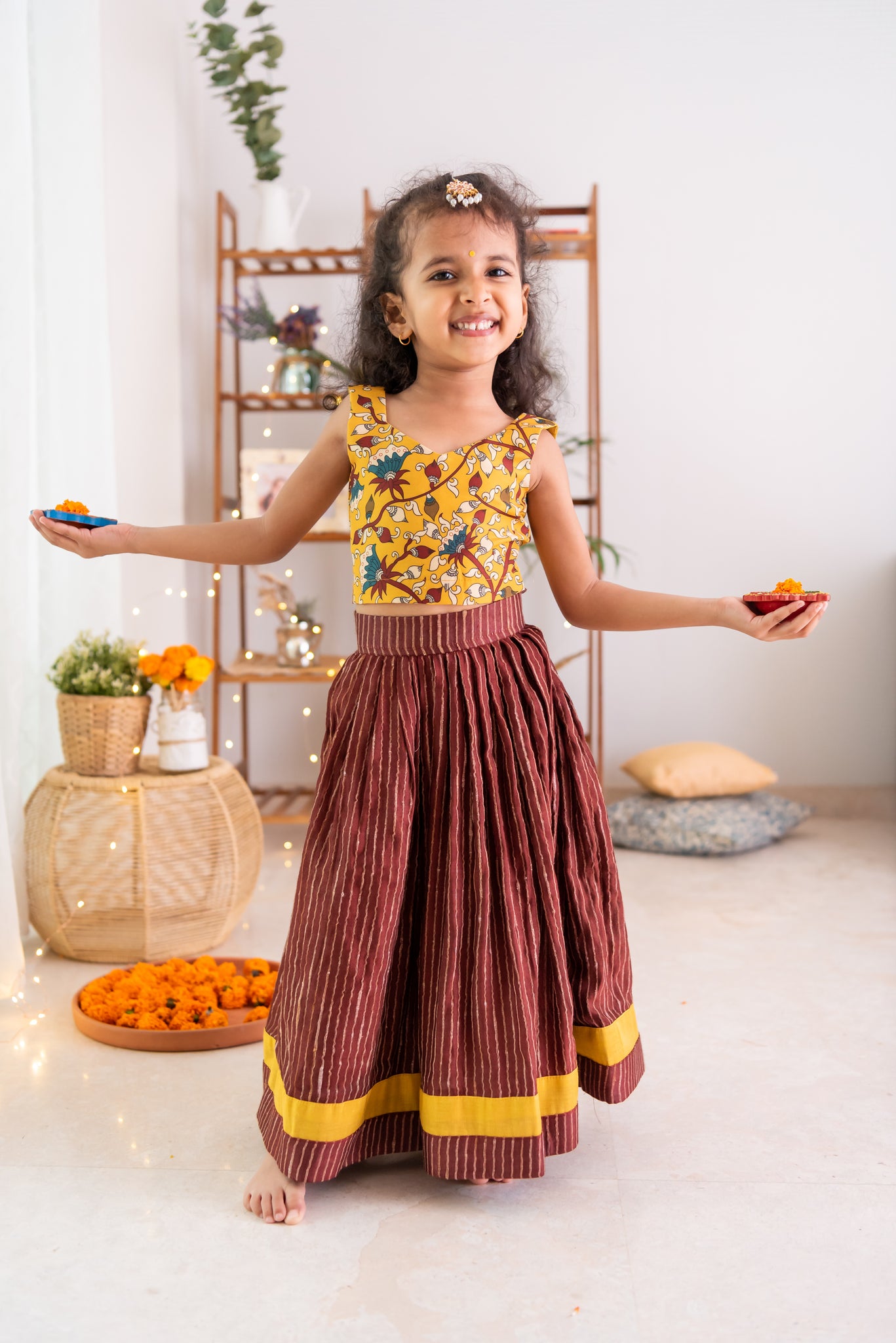Buy Kalamkari Design Kids Lehenga Choli for Girls, Kids Wedding Dress, Baby  Girls Lehenga Ready to Wear Full Stitched 1 to 15 Years Size Online in  India - Etsy