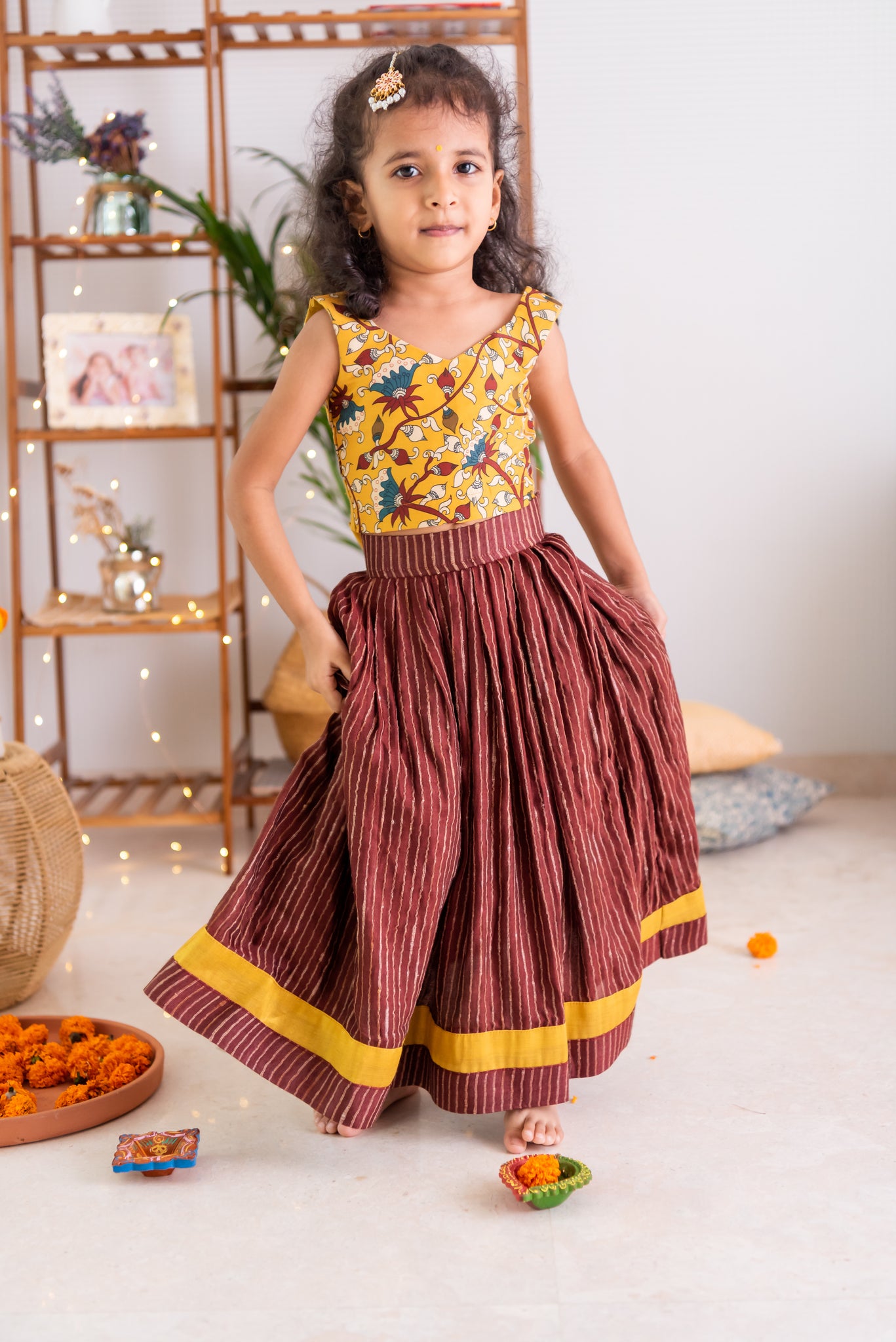Buy Hauppers Fully Stitched Lehenga Choli with Dupatta for Girls |  Traditional Ethnic Lehenga Choli Dress for Party, Funtions & Festivals -  Peach, 8-9Year at Amazon.in