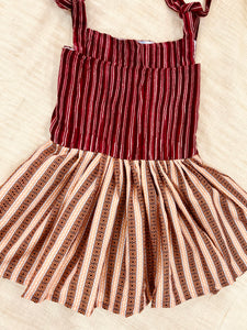 Brown Handloom Cotton Ball Gown Pleated Dress (1-6. Years)