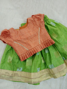 Spring Green Gold Lehenga Set (0-8 Years)