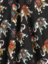 Load image into Gallery viewer, Hibisco Girls Black Kalamkari Elephant Prints Long Gown With Pink Net Cape
