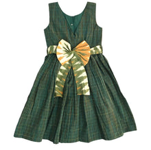 Load image into Gallery viewer, Handloom Ikat Mid-Calf Basil Green Dress
