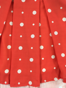 Hibisco Girls Red Cotton Crepe Polka Dots Box-pleated Party Frock
