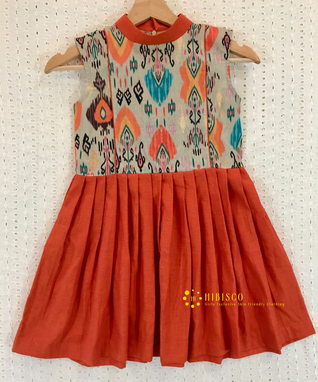 Girls Orange Collar style designer dress (1-13Years)