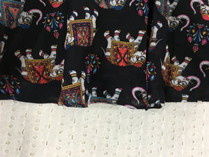 Hibisco Girls Black Kalamkari Elephant Prints Long Gown With Pink Net Cape